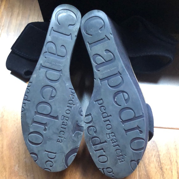 Pedro Garcia midnight suede platform wedge sandals - Picture 5 of 6